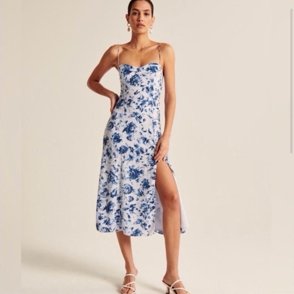 Faux Silk High-Slit Midaxi Dress